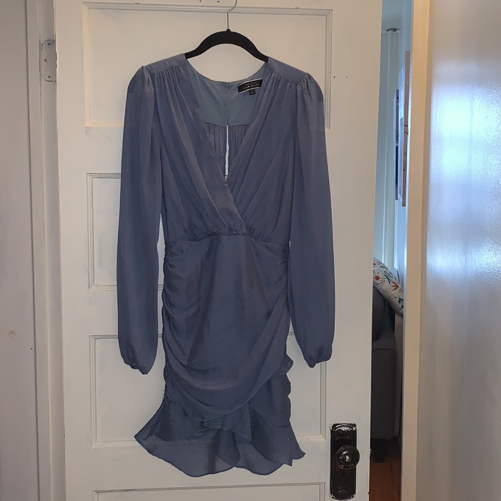 Deep V Sparkly Blue Dress
